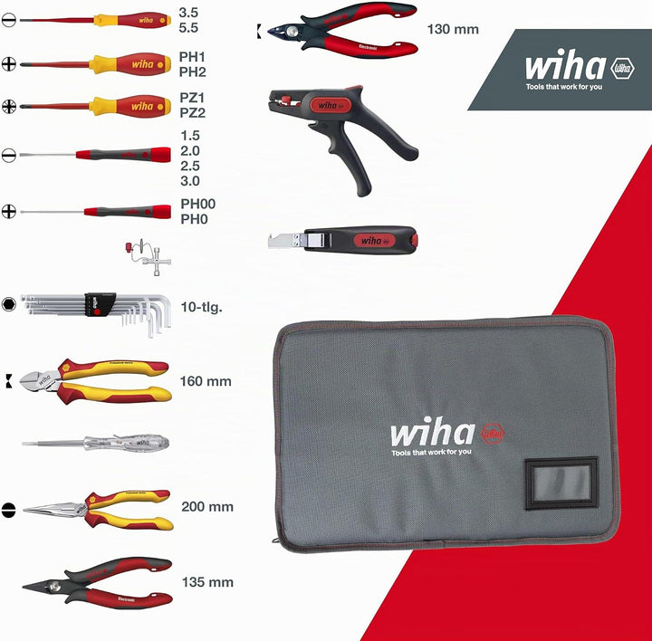 Wiha Werkzeug Set Service-Techniker 30-tlg. inkl. Tasche I Werkzeugsatz für Elektriker I VDE (43879)