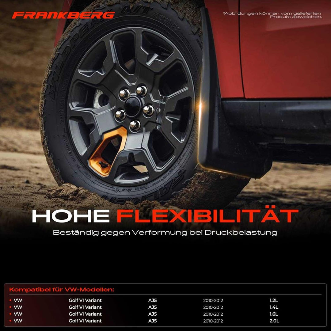 4x Spritzschutz Schmutzfänger Vorne Hinten Links und Rechts für Golf VI Variant AJ5 1.2L 1.4L 1.6L 2