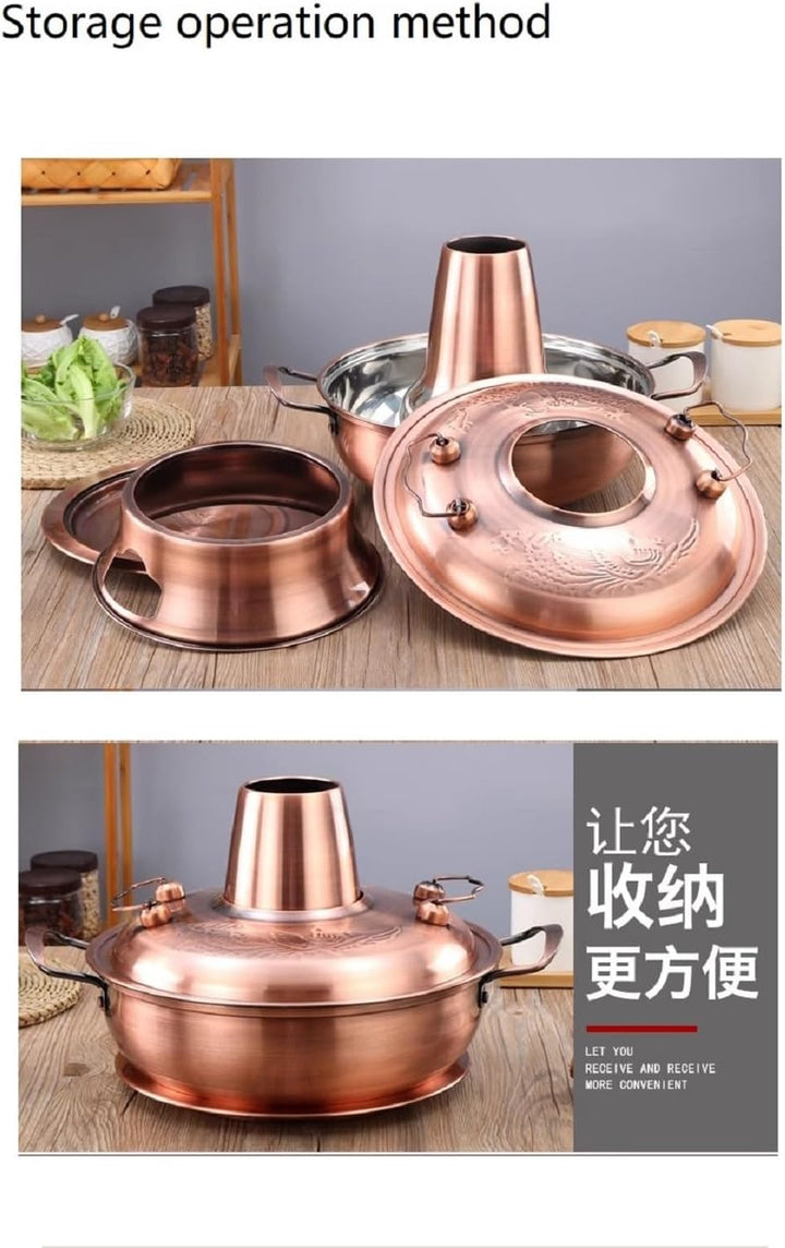 Kupfer-Heisstopf，Kupferkohle-Hot Pot – traditioneller chinesischer Dampftopf für Catering, Kochen un