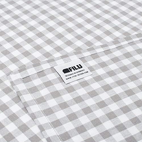 FILU Servietten 8er Pack Halbleinen (Leinen/Baumwolle) Grau/Weiss kariert (Farbe und Design wählbar)