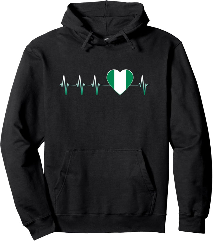 Nigerianischer Herzschlag I Love Nigeria Flagge Herz Pullover Hoodie