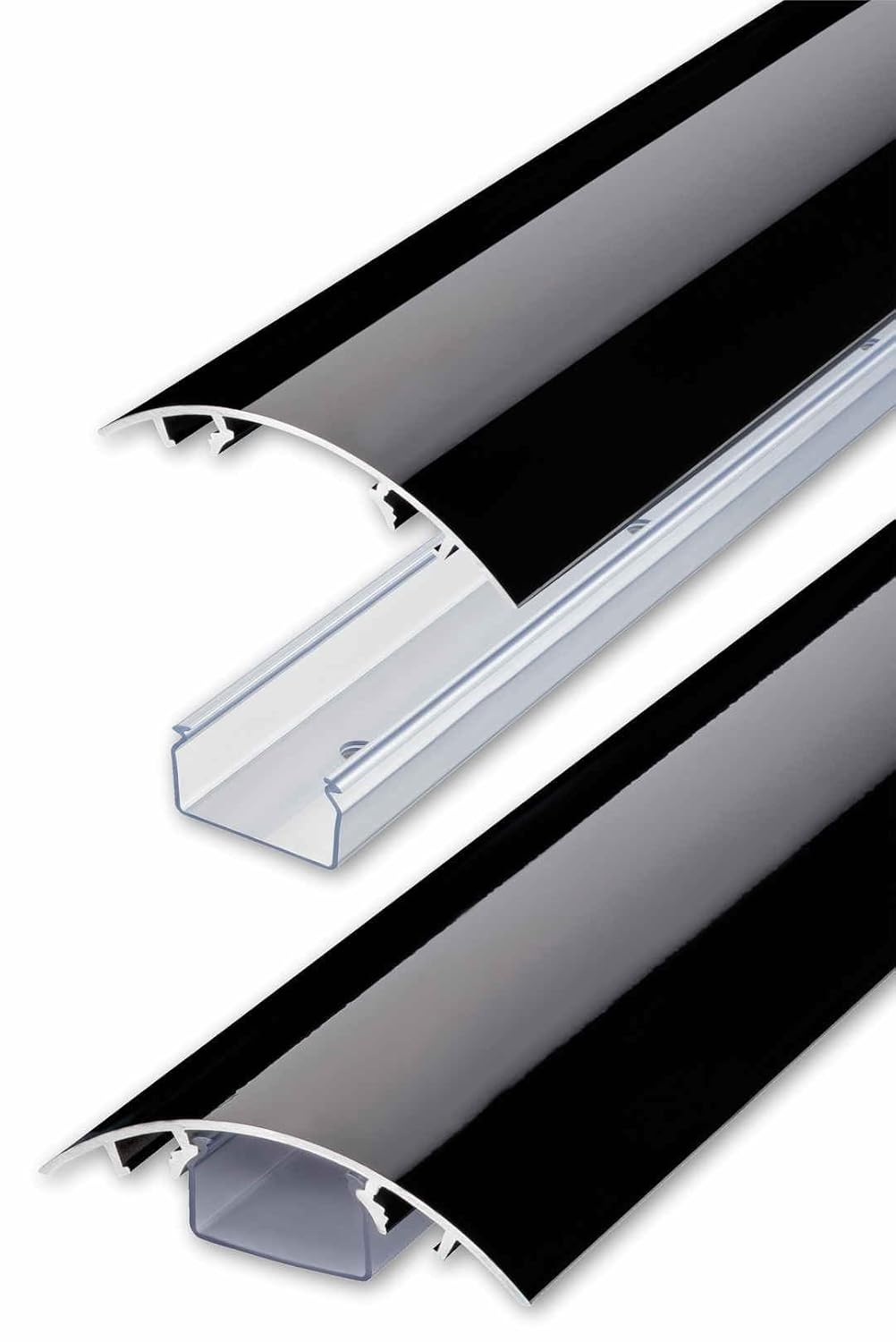 TV Design Aluminium Kabelkanal in schwarz Hochglanz lackiert in verschiedenen Längen von ALUNOVO (Lä