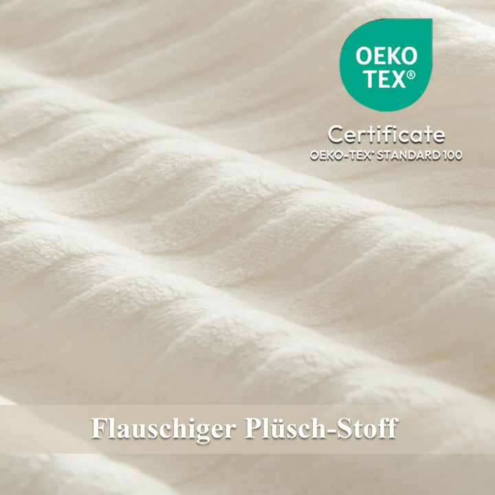 Tospass Plüsch Bettwäsche 135x200cm Beige Jacquard Flanell Samt Biber Bettbezug Warme Cashmere Touch