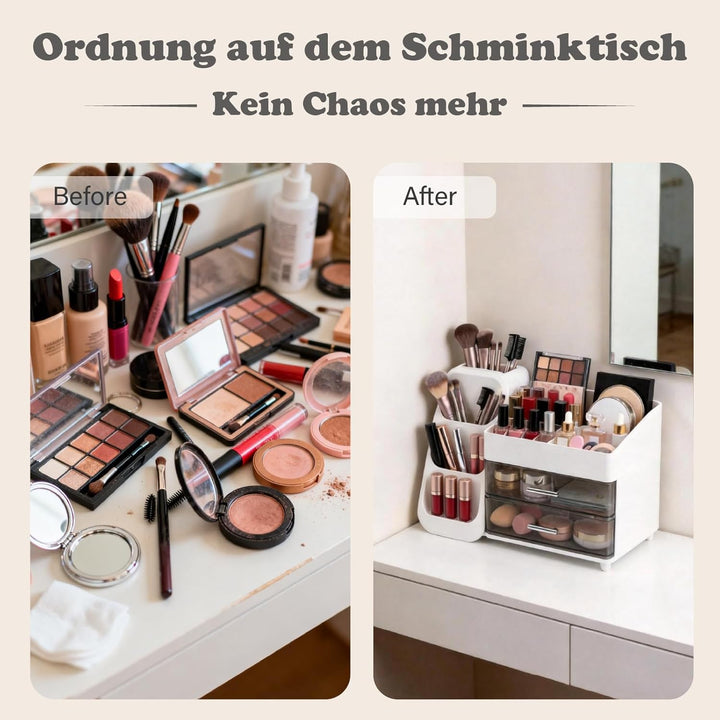 Make-Up Organizer für Kosmetik und Schminktisch Organizer, grosse Kapazität mit 3 Schubladen, robust
