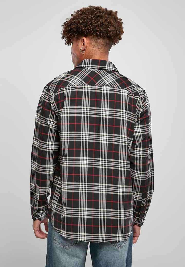 Urban Classics Herren Classic Checked Shirt Hemd S Black/Red, S Black/Red