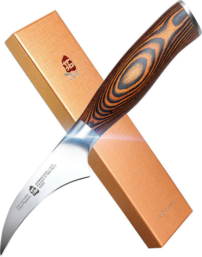TUO Tourniermesser Obstmesser 6cm Gemüsemesser Schälmesser Deutsches Edelstahl Küchenmesser mit Ergo