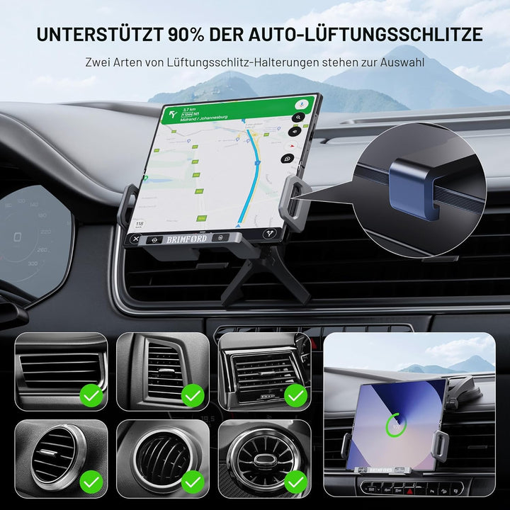KFZ Handyhalterung für Samsung Galaxy Z Fold 7/6/5/4, 90° drehbar mit kabellosem Laden, 2-in-1 Lüftu