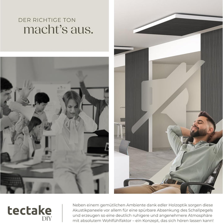 tectake® 3D Akustikpaneele 2er Set mit Echtholzfurnier, Holz Optik Paneele, Wandpaneele in Holzoptik