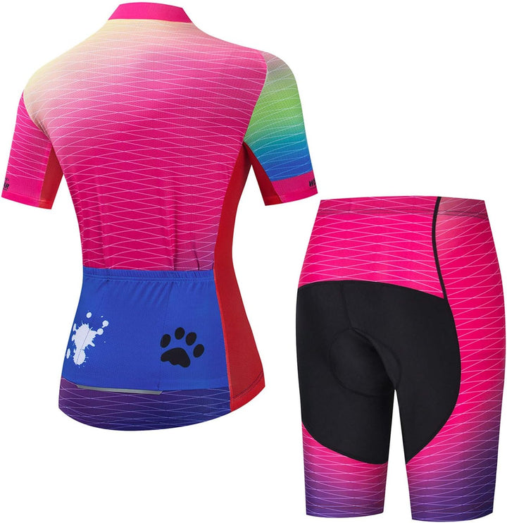 Hotlion Women's Cycling Jersey Set 3D Gel Padded Bike Clothes Breathable Bicycle Clothing Suit Cf233