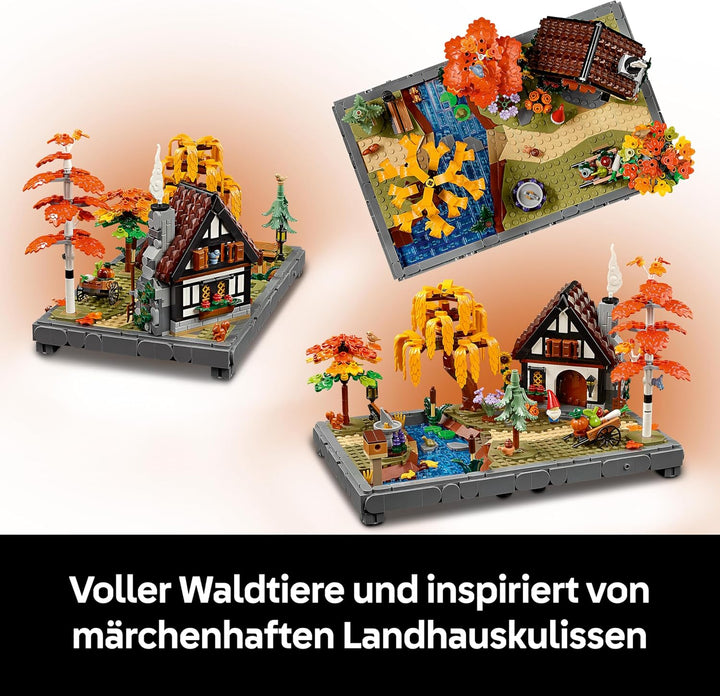 LEGO Icons Herbstlicher Landhausgarten - umgestaltbare Schreibtischdeko für Erwachsene - Tiere Minif
