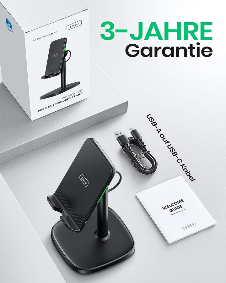 INIU Wireless Charger, 15W Induktive Ladestation Qi-Zertifiziert Schnelles Kabelloses Ladegerät Hand