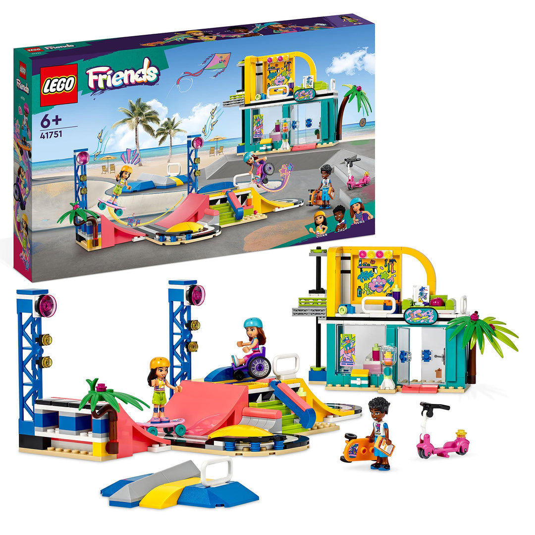 LEGO 41751 Friends Skatepark, Skateboard-Spielzeug für Mädchen und Jungen ab 6 Jahren, Mini-Puppen S