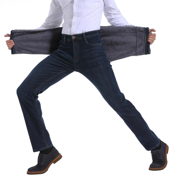 ziilay Thermojeans Herren Thermohose Schneehose gefütterte Winterhose Winterjeans mit Fleece gefütte
