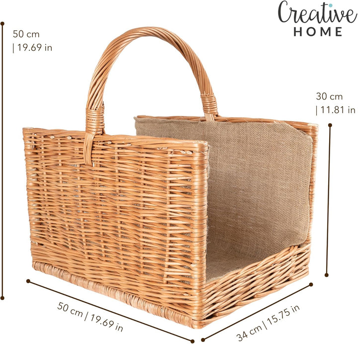 Creative Home Gross Kaminkorb Holzkorb Kaminholzkorb Rattan | 50 x 34 x 50 cm | Aufbewahrung Rechtec