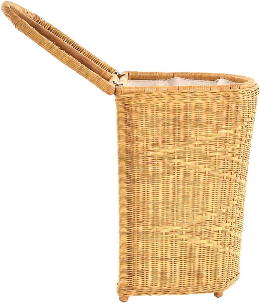 Edle Rattan Wäschetonne Wäschekorb mit Deckel Korb Aufbewahrung für Wäsche mit Inlett Wäschesammler