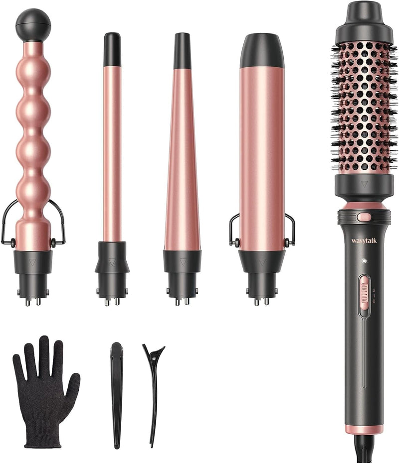 Wavytalk Lockenstab, 5-in-1 Lockenstäbe Set mit Lockenbürste und 4 austauschbaren Lockenwickler Kera