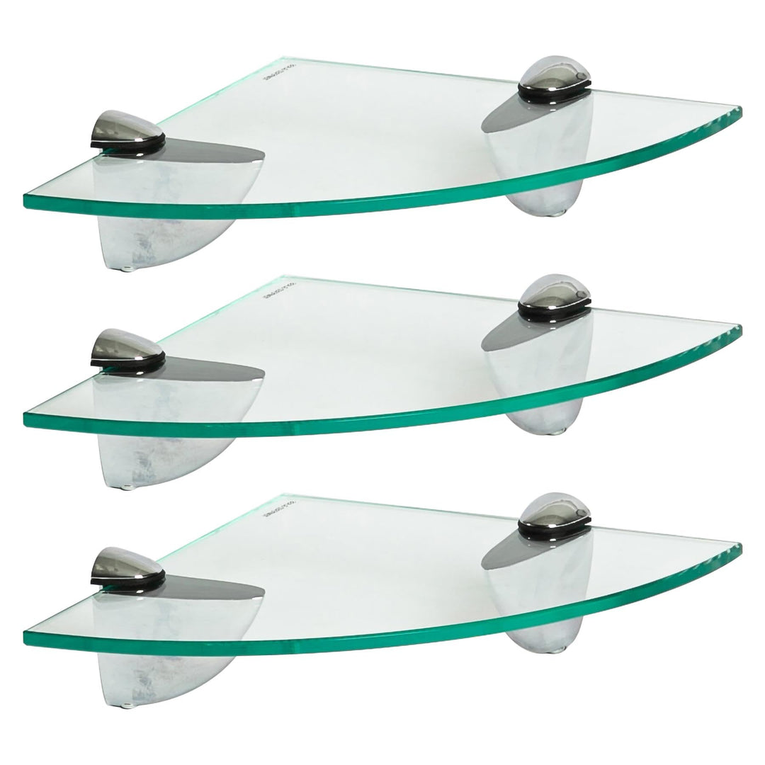 Harbour Housewares 3X Klar 20cm Schwebende Eckregale aus Glas - Badezimmer Dusche Küche Regale Lager
