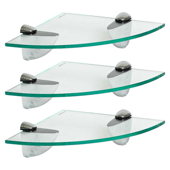 Harbour Housewares 3X Klar 20cm Schwebende Eckregale aus Glas - Badezimmer Dusche Küche Regale Lager