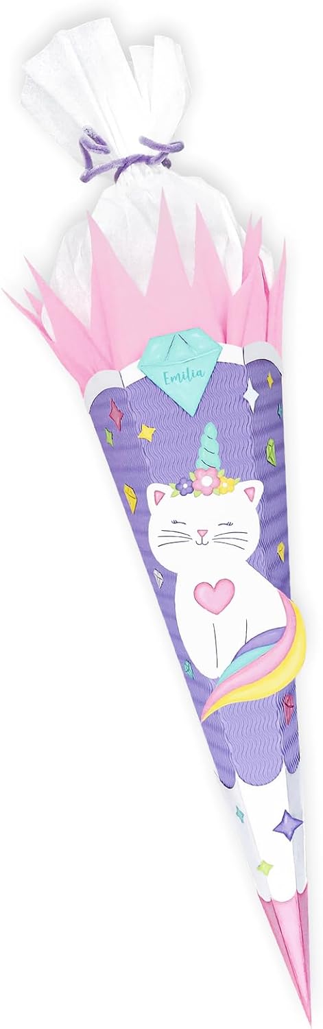 Ursus 9910001 - Schultüten-Bastelset "Kittycorn", aus 3D-Colorwellpappe 260 g/m², Set zum Basteln ei
