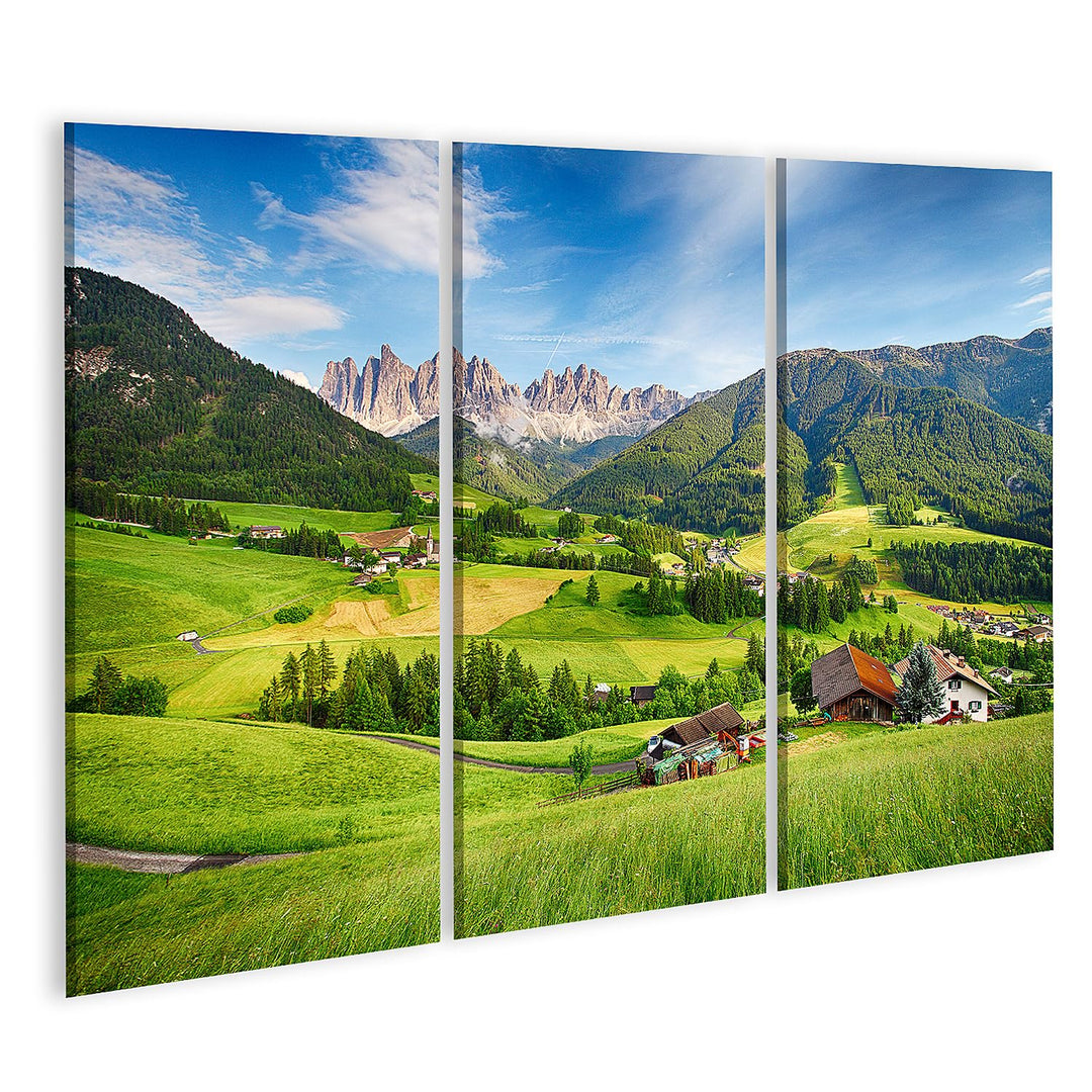 islandburner Bild auf Leinwand Dolomiten Berg Villnöss Bilder Wandbilder Poster Leinwand 130x80cm -