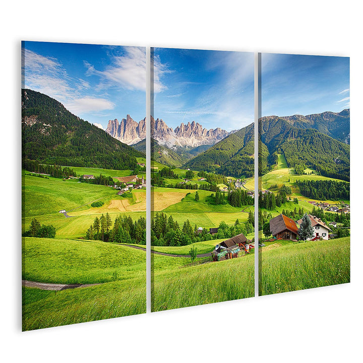 islandburner Bild auf Leinwand Dolomiten Berg Villnöss Bilder Wandbilder Poster Leinwand 130x80cm -