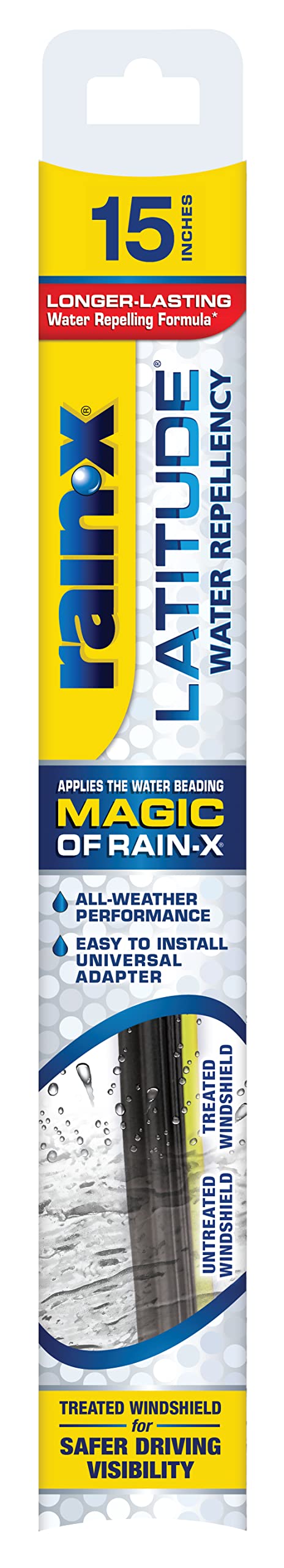 Rain-X 5079273-2 2-in-1 Latitude Wasserabweisendes Wischerblatt 15 Zoll, 1 Packung 15\ Kombination,