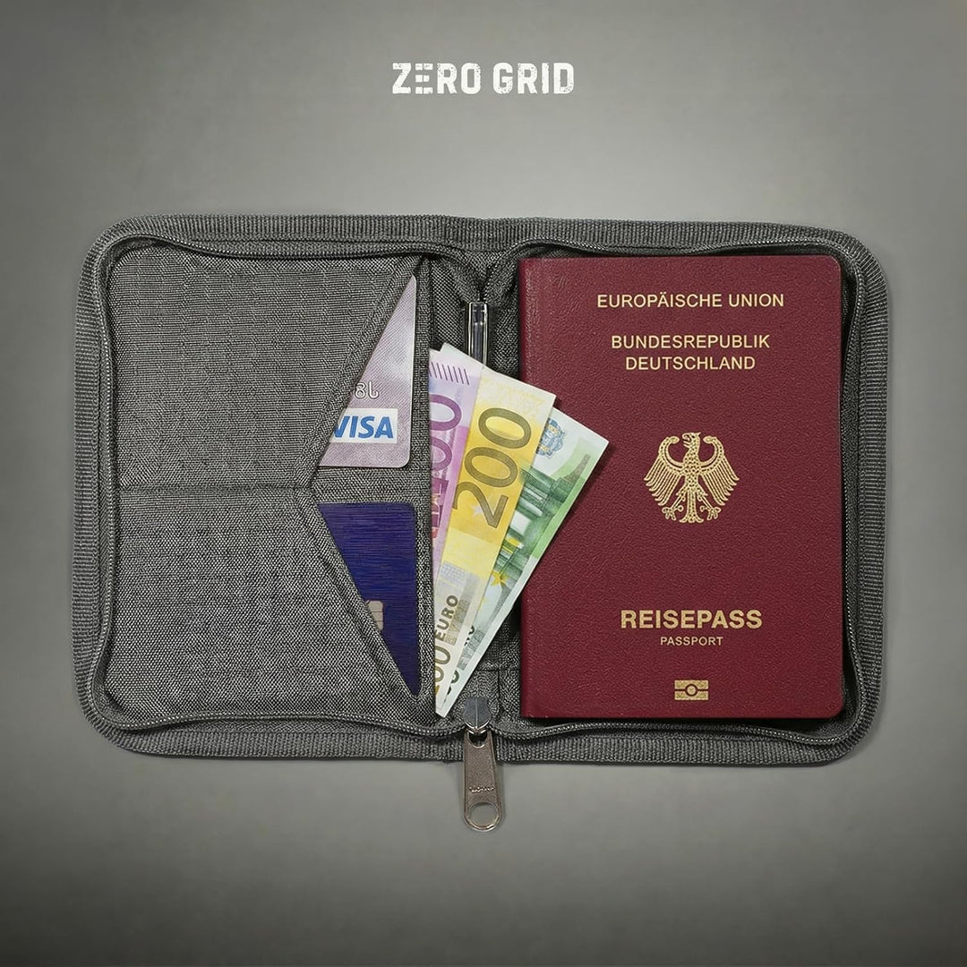 Zero Grid Reisepasshülle – Reisedokumenten-Halter mit RFID-Blockierung Shadow, Shadow