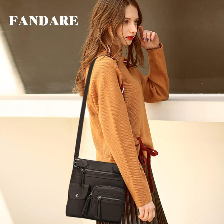 FANDARE Leichte Schultertasche Umhängetaschen Damen Schulranzen Handtaschen Klein Frauen PU Leder Wa