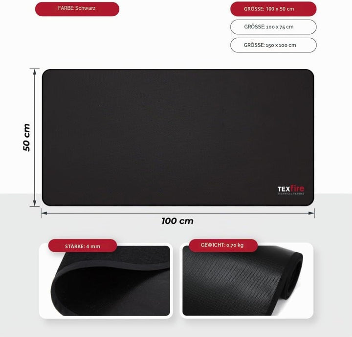 TEXFIRE - Mehrschichtige feuerfeste Matte – Bodenschutz für Ofen, Kamin und Grill (100x50