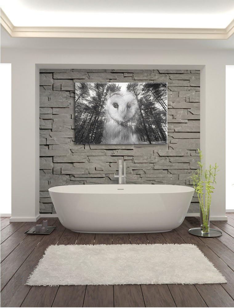 Pixxprint Portrait Einer Eule als Leinwandbild/Grösse: 100x70 / Wandbild/Kunstdruck/fertig bespannt,