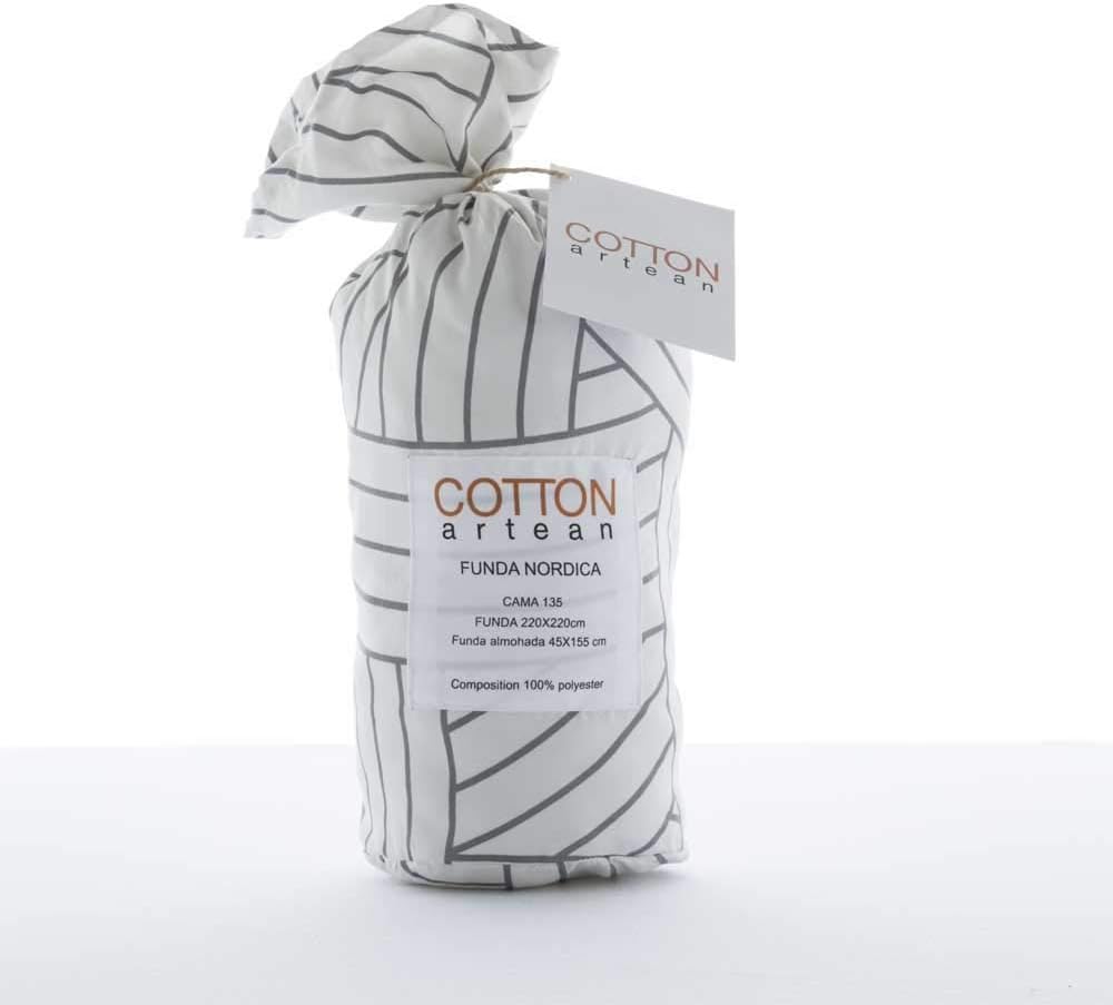 COTTON ARTEAN Salinas Wende-Bettbezug für Bett mit 135 cm, Knopfverschluss Cama 135 ( 220 ancho x 22