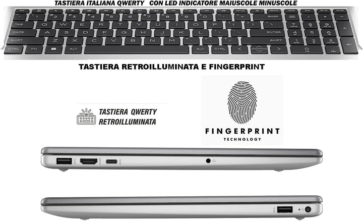 HP 250 G9 Notebook Ultra Silenzioso, RAM 16GB, SSD 512GB, Display FullHD 15.6", Intel N6000 4 Core d