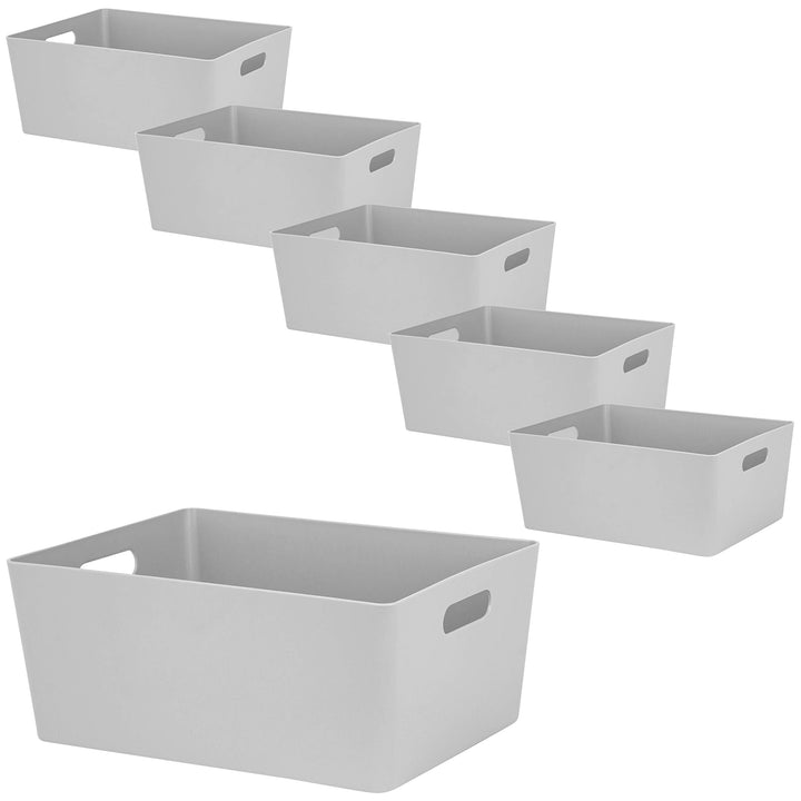 6x Ordnungsboxen - 15cm hoch - GRAU - 35x26x15cm - 11,5 Liter - DINA4 - Ordnungskorb - Schubladenorg