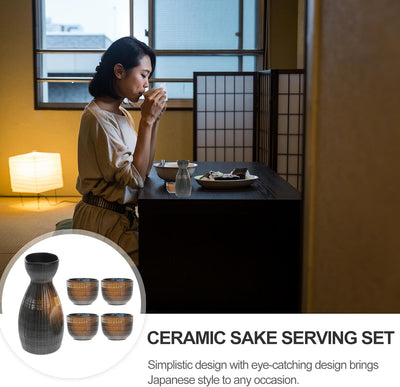 Cabilock 1 Set 5- Stück Japanische Sake Set Keramik Gläser 1 Willen Flasche Und 4 Sake Cups für Home