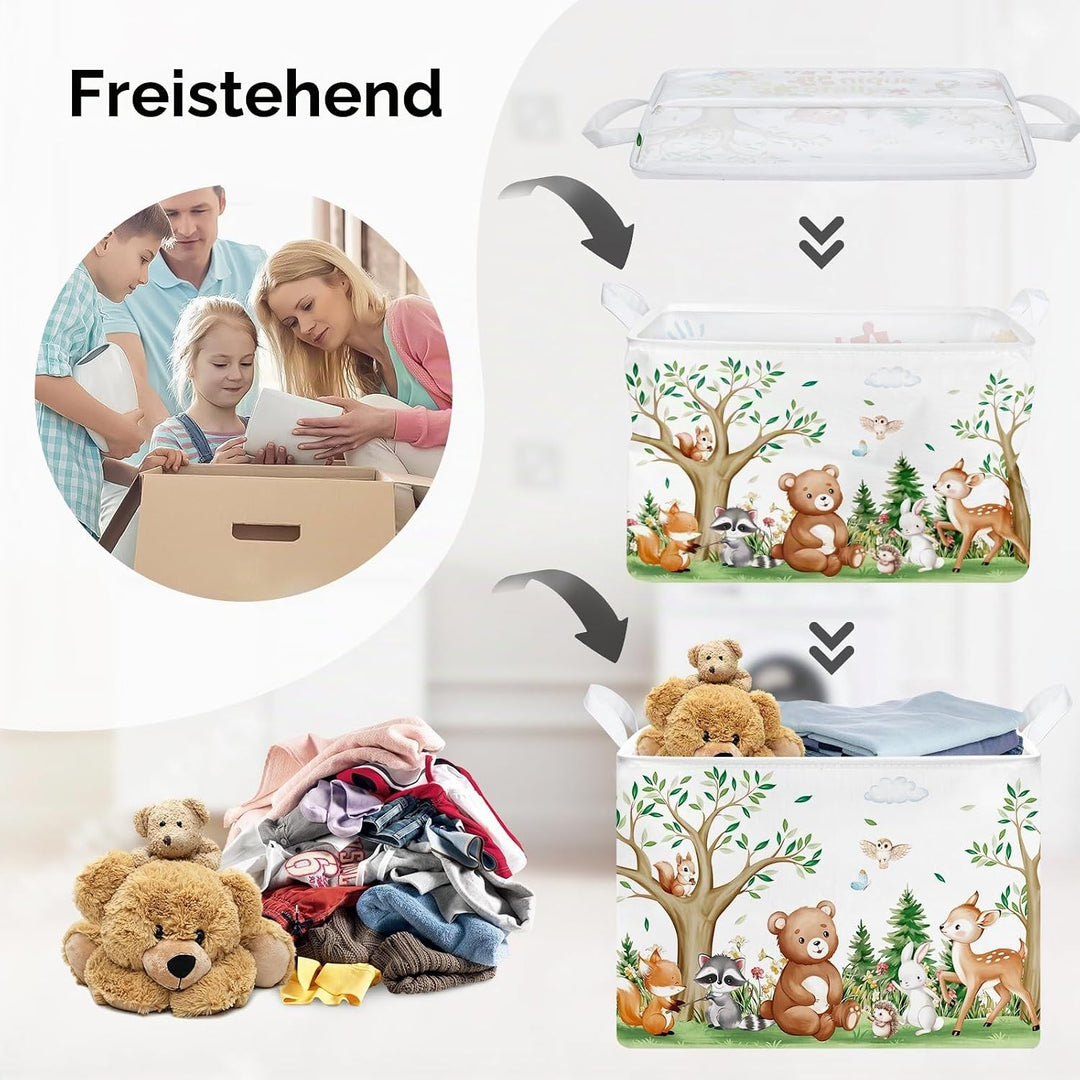 Süsses Waldtier Gross Wäschekorb Baum Laub Stoff Aufbewahrungskorb Kleidung Spielzeug Aufbewahrungsb