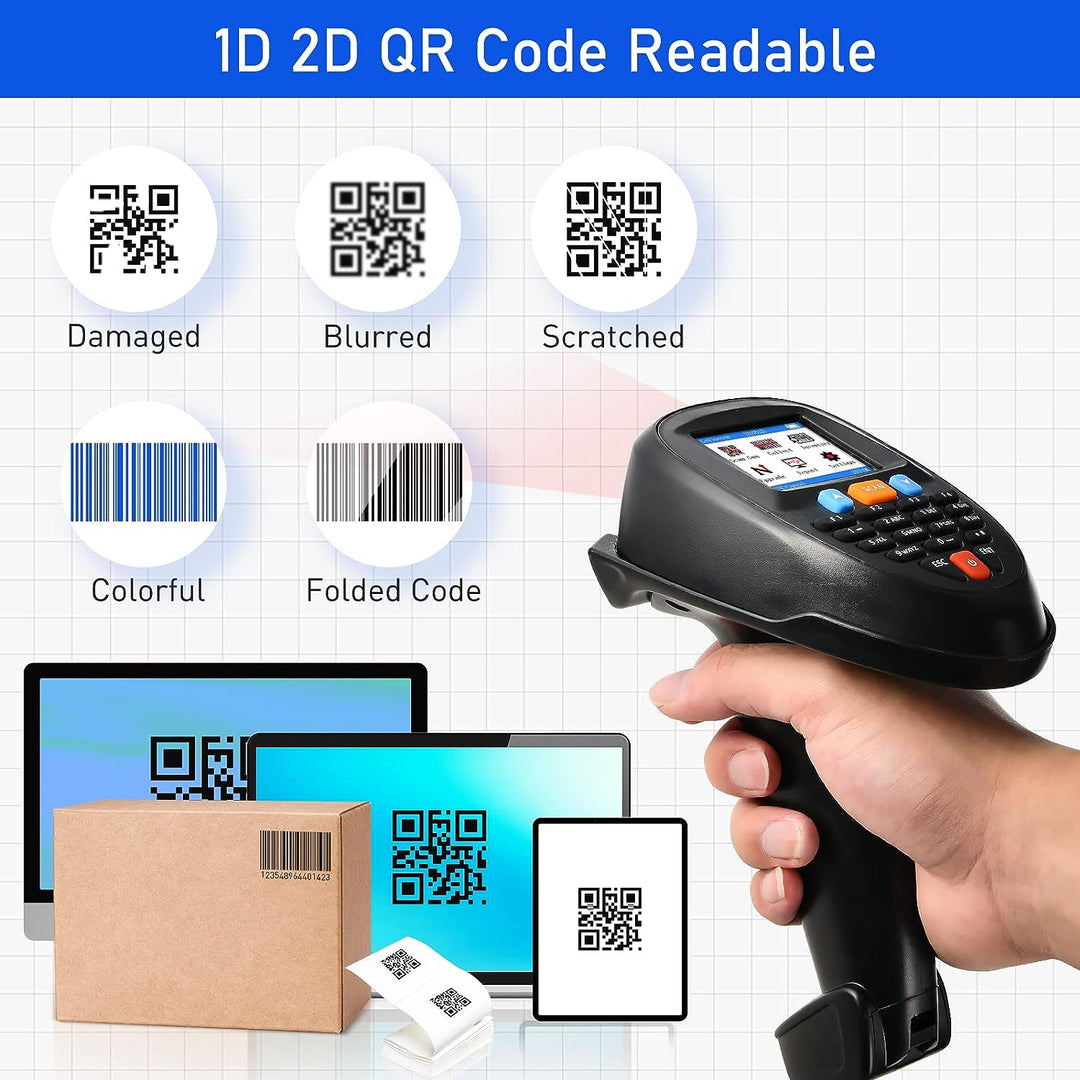 JRHC Kabelloser Barcode scanner Tragbarer Barcodeleser 1D 2D PDF Inventarscanner Datensammler Handhe