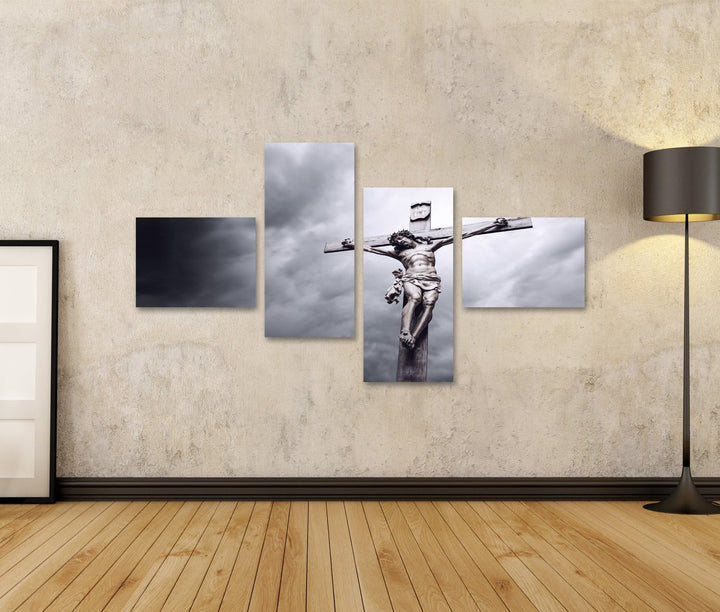 islandburner, Bild auf Leinwand Kreuzigung von Jesus Christus Wandbild Poster Leinwandbild 150x80 4-