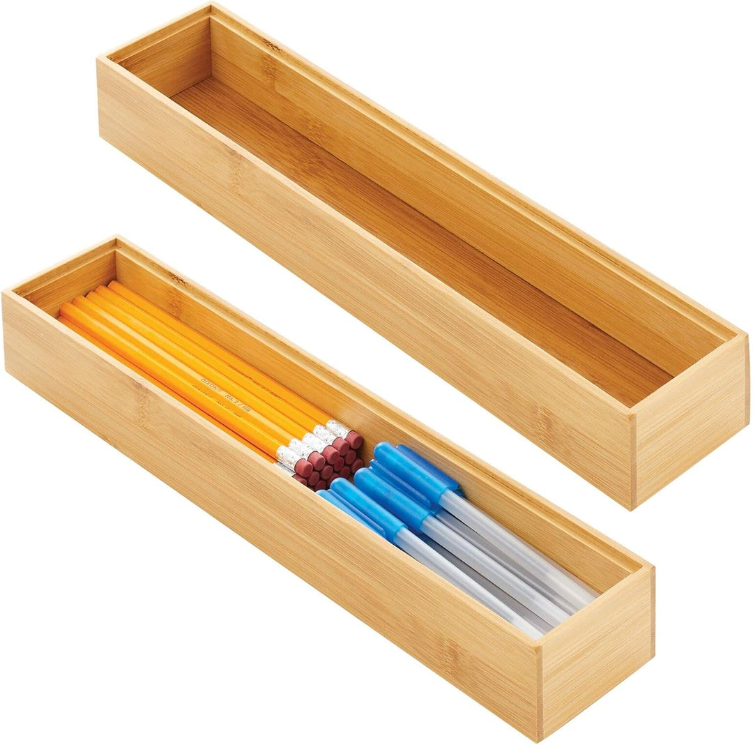 mDesign schmaler Schubladeneinsatz aus Holz – stapelbarer Schubladenorganizer für Bastel- und Bürobe