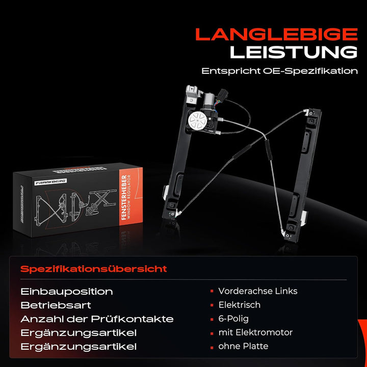 Frankberg Fensterheber Mit Motor Vorne Links Kompatibel mit XF CC9_ X250_J05_, CC9 Alle motoren 4/5-
