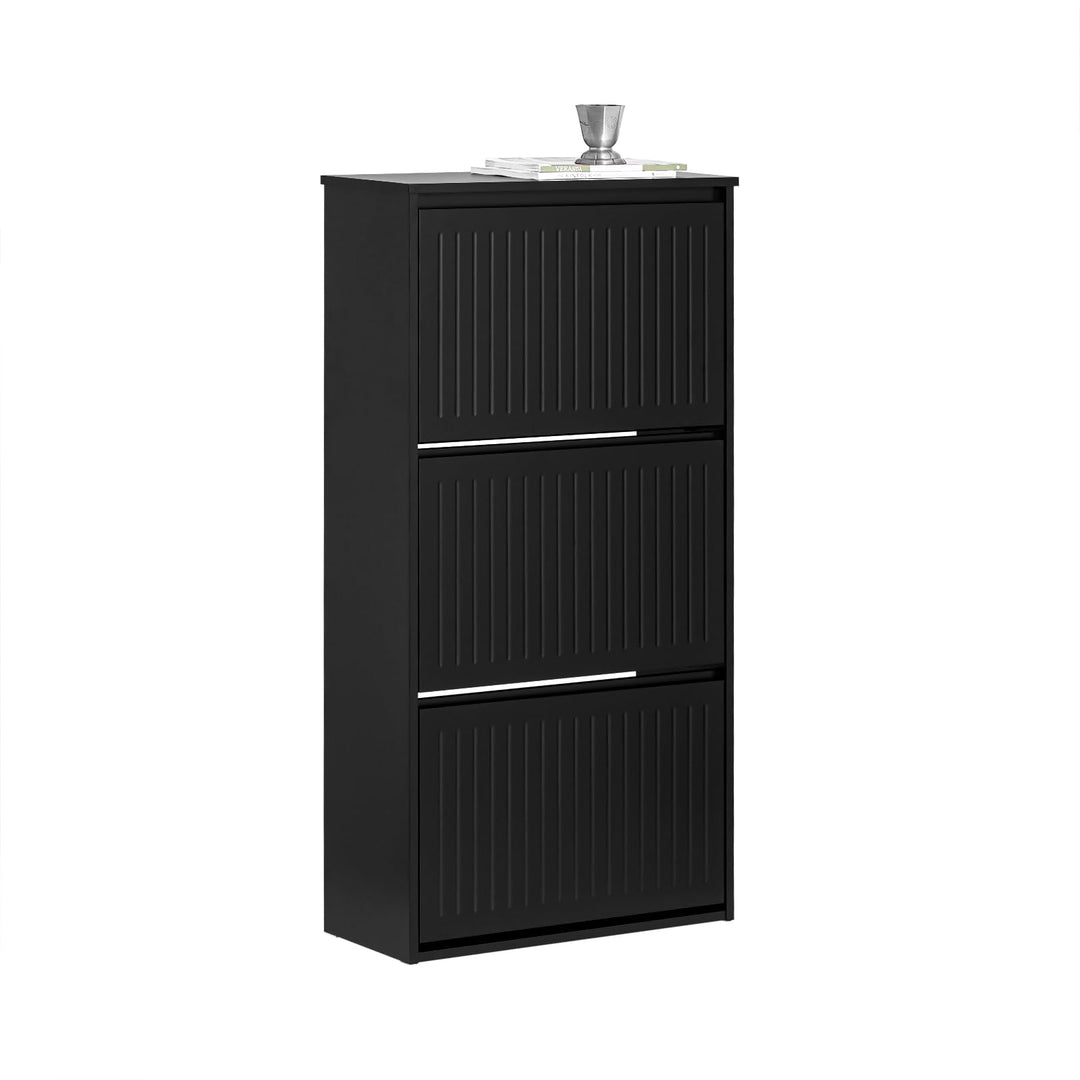 SoBuy Schuhkipper mit 3 Klappen Schuhablage Schuhschrank schmal Schuhregal mit 6 Ablageflächen Schuh