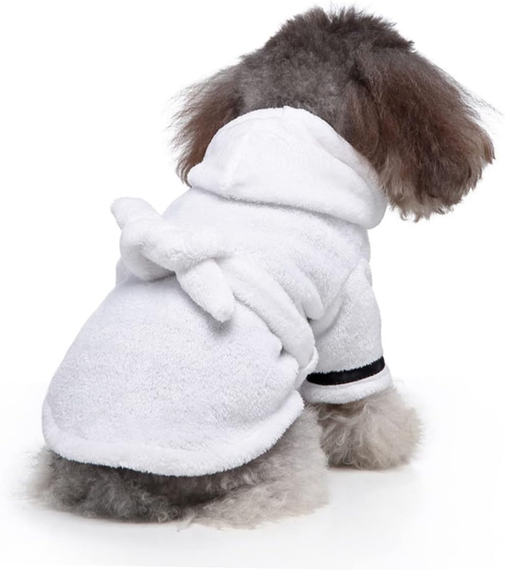 UPKOCH Hundebademantel aus Polyester für Kleine Hunde Saugfähig und Schnell Trocknend Weiss mit Bequ