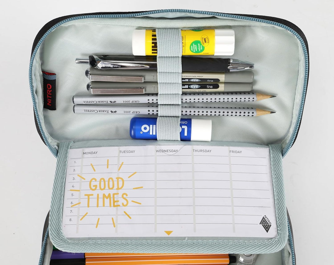 Nitro Pencil Case XL Inkl. Geo Dreieick & Stundenplan, Federmäppchen, Schlampermäppchen, Faulenzer B