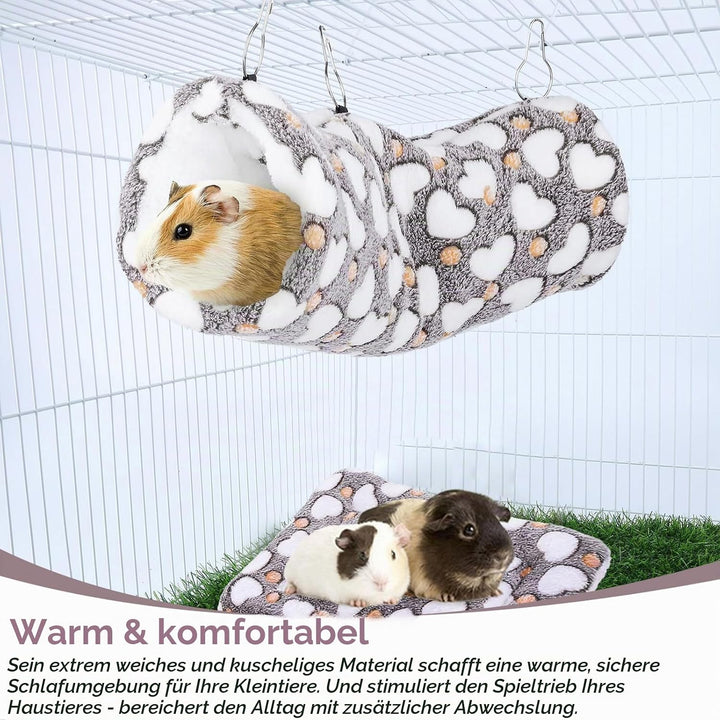 3 Stück Ratten Hängematte, Meerschweinchen Hängematte Set Doppelschicht Hängende Kleintierbetten Kle