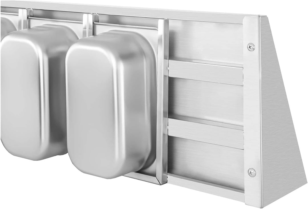 Royal Catering RCWR-5 GN1/4 Gewürzbord Edelstahl 120 cm 3,5 cm Stärke Bordstärke 5 GN 1/4 Gewürzstän