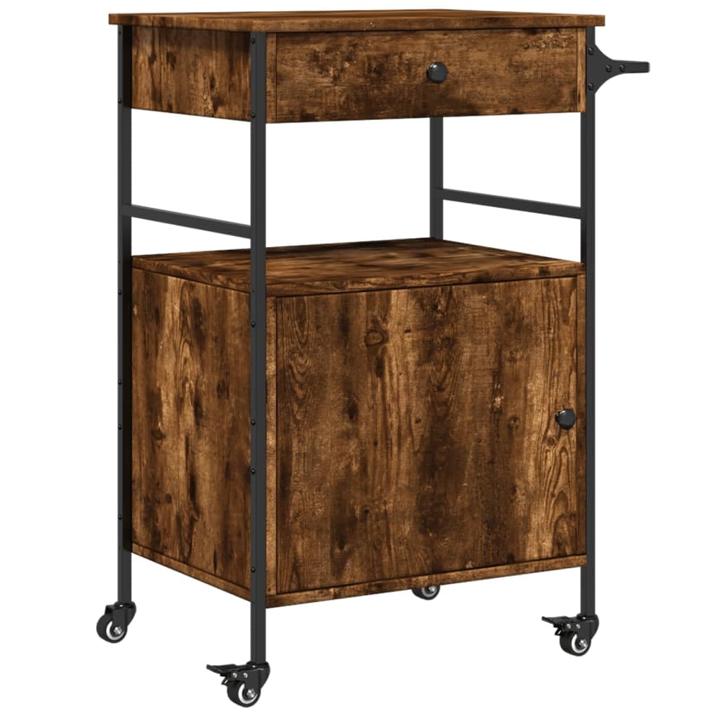 vidaXL Küchenwagen Räuchereiche 56x43x89,5 cm Holzwerkstoff, Räuchereiche