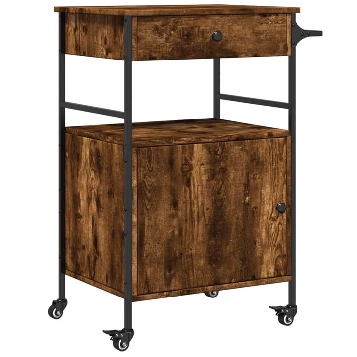 vidaXL Küchenwagen Räuchereiche 56x43x89,5 cm Holzwerkstoff, Räuchereiche