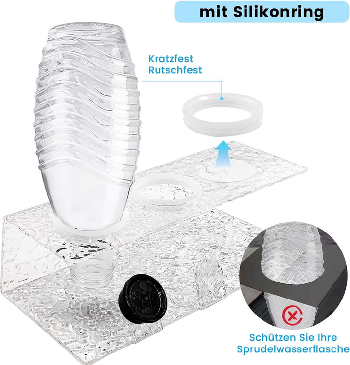 Daily Treasures Acrylic Flaschenhalter für 3 Flaschen,Abtropfständer Abtropfgestell mit Schutzringe,