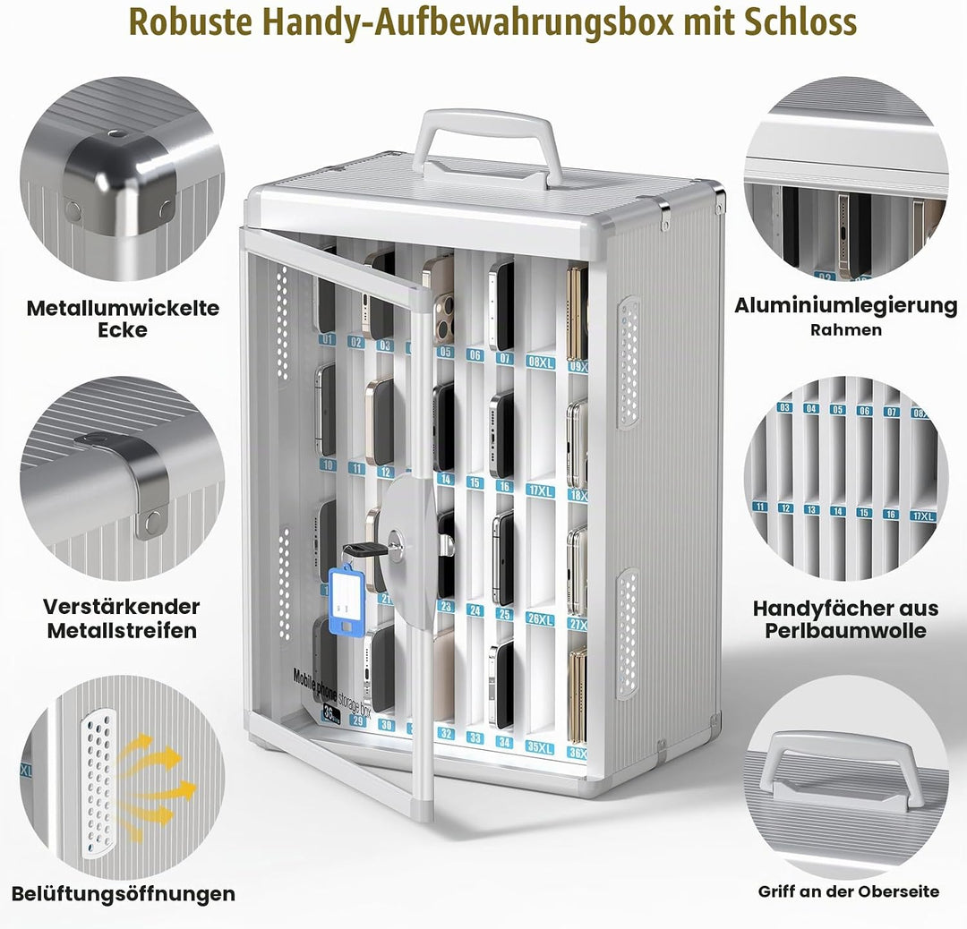 Glosen 36 Handytresore mit 【Universalschlüssel】, Handy-schliessfach aufbewahrungsschrank [Wandmontie