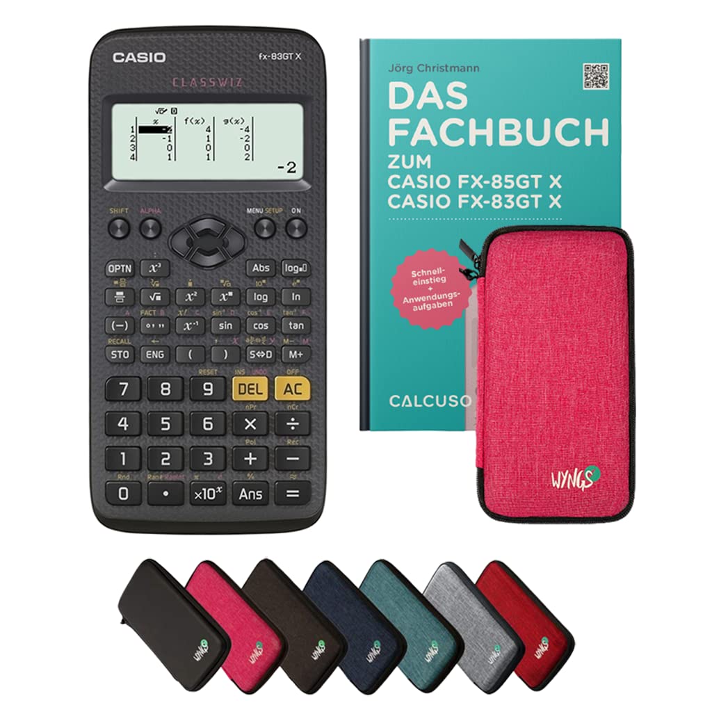 CALCUSO Standardpaket: Casio FX-83GT X technisch-wissenschaftlicher Taschenrechner + WYNGS Schutztas