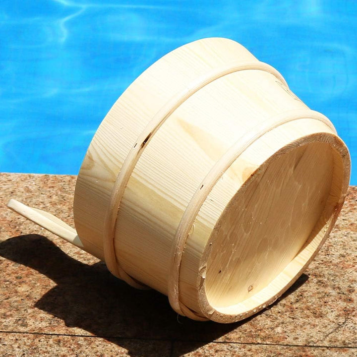 zalati Holzeimer und Schöpflöffel, 4 l Fassungsvermögen, für Sauna, Dampfzubehör